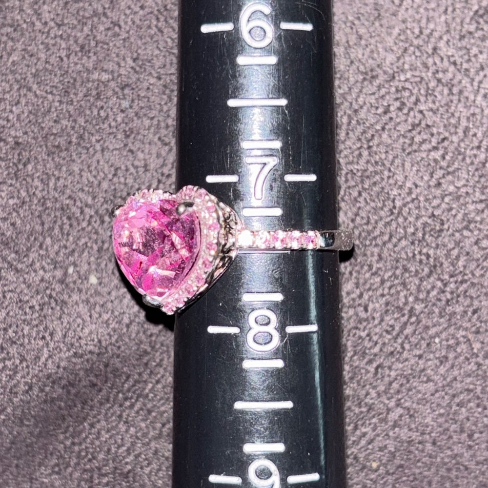 🆕 Pink quartz heart shaped ring sterling silver - Picture 6 of 8